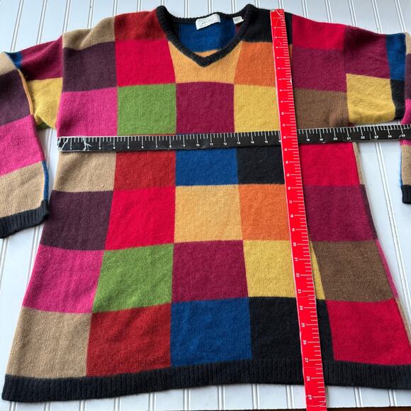 Lord & Taylor CASHMERE RARE vintage 1980s or 1990s checkered sweater Size XL - Picture 8 of 9